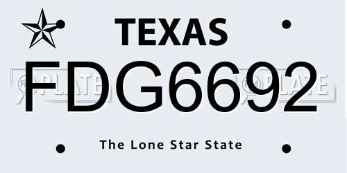 FDG6692 Texas License Plate
