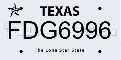 FDG6996 Texas License Plate