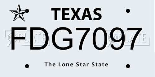 FDG7097 Texas License Plate