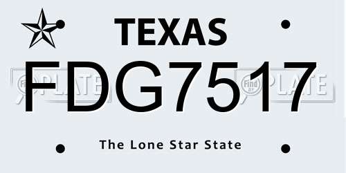 FDG7517 Texas License Plate