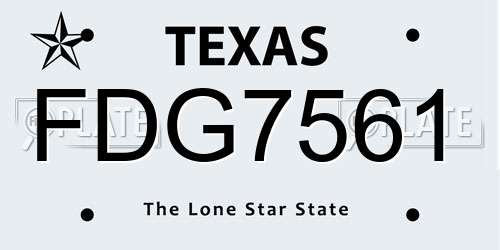 FDG7561 Texas License Plate