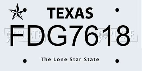 FDG7618 Texas License Plate