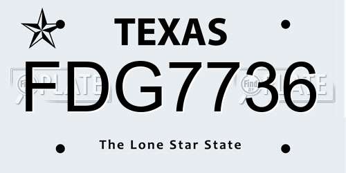 FDG7736 Texas License Plate