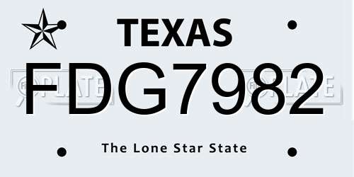 FDG7982 Texas License Plate