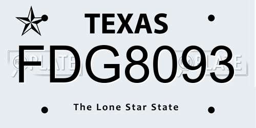 FDG8093 Texas License Plate
