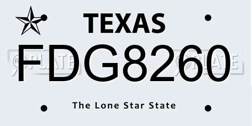 FDG8260 Texas License Plate