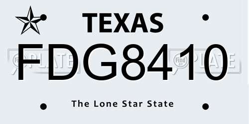 FDG8410 Texas License Plate