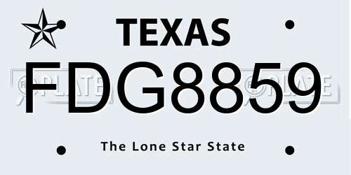 FDG8859 Texas License Plate