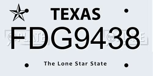 FDG9438 Texas License Plate