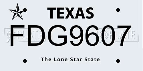 FDG9607 Texas License Plate