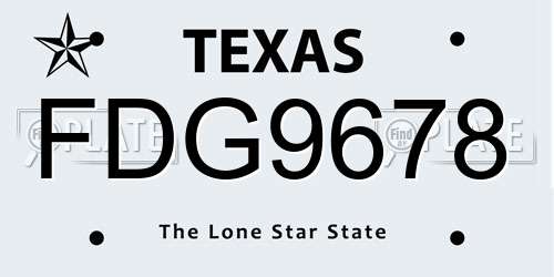 FDG9678 Texas License Plate