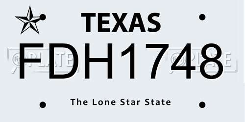 FDH1748 Texas License Plate