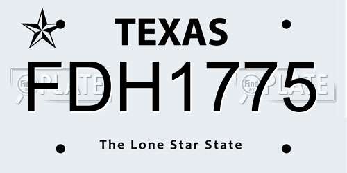 FDH1775 Texas License Plate