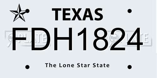 FDH1824 Texas License Plate