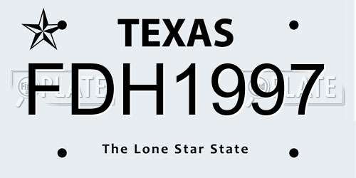 FDH1997 Texas License Plate