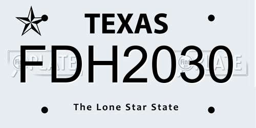 FDH2030 Texas License Plate