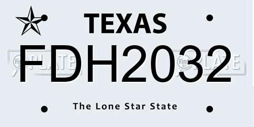 FDH2032 Texas License Plate
