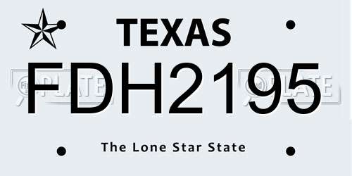 FDH2195 Texas License Plate