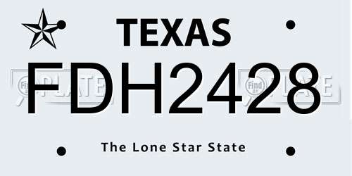 FDH2428 Texas License Plate