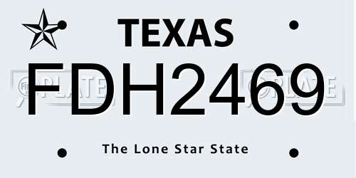 FDH2469 Texas License Plate