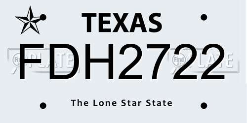 FDH2722 Texas License Plate