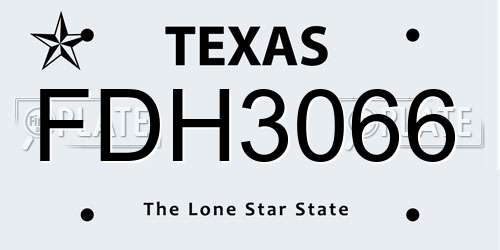 FDH3066 Texas License Plate