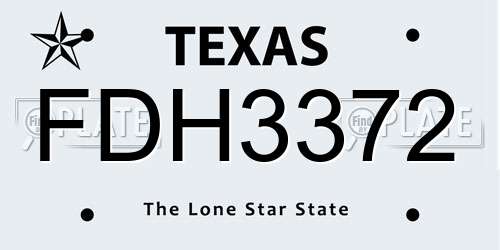 FDH3372 Texas License Plate