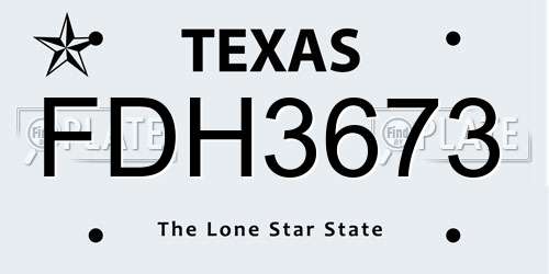 FDH3673 Texas License Plate
