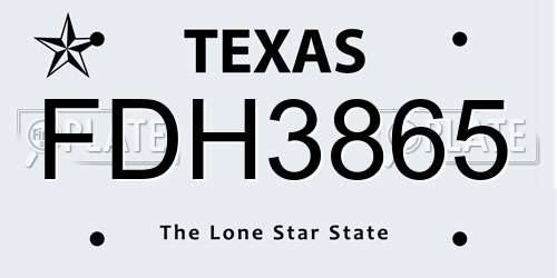 FDH3865 Texas License Plate