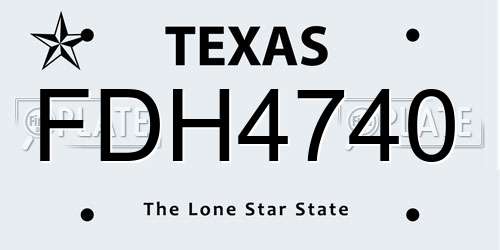 FDH4740 Texas License Plate