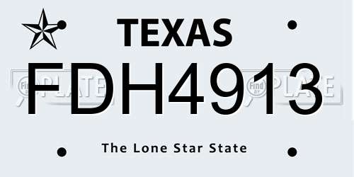 FDH4913 Texas License Plate