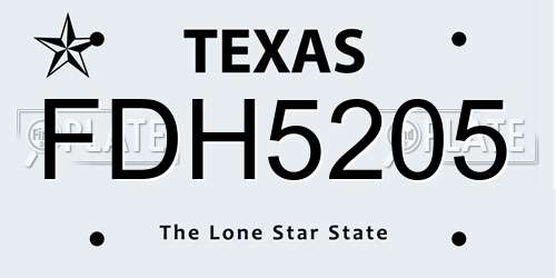 FDH5205 Texas License Plate