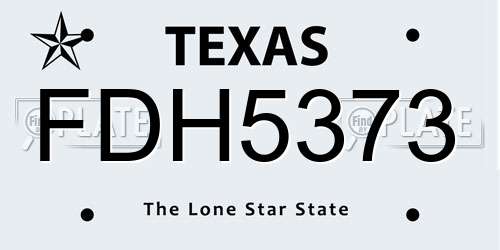 FDH5373 Texas License Plate