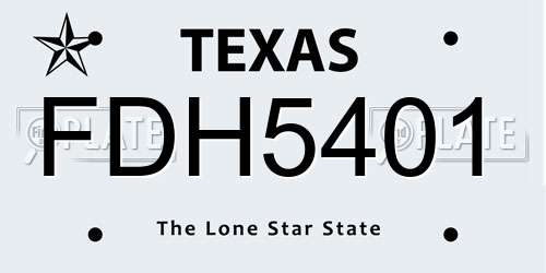 FDH5401 Texas License Plate