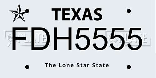 FDH5555 Texas License Plate