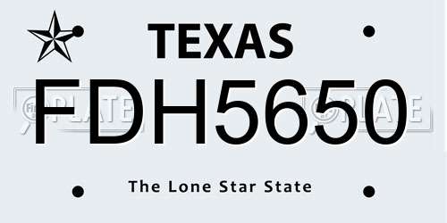 FDH5650 Texas License Plate