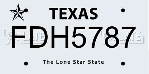 FDH5787 Texas License Plate