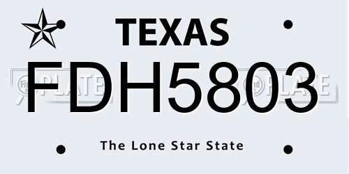 FDH5803 Texas License Plate