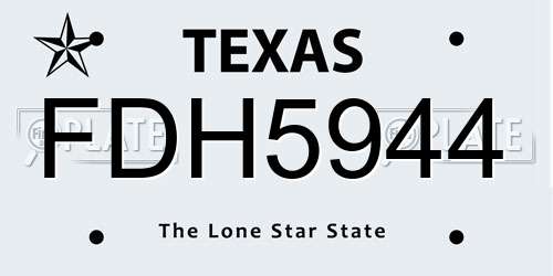 FDH5944 Texas License Plate