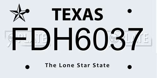 FDH6037 Texas License Plate