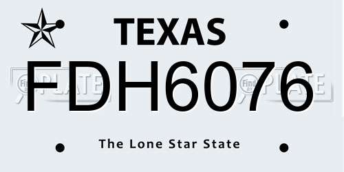 FDH6076 Texas License Plate