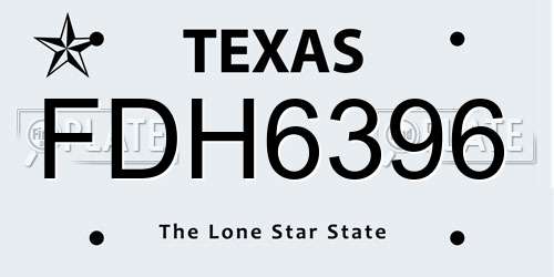 FDH6396 Texas License Plate