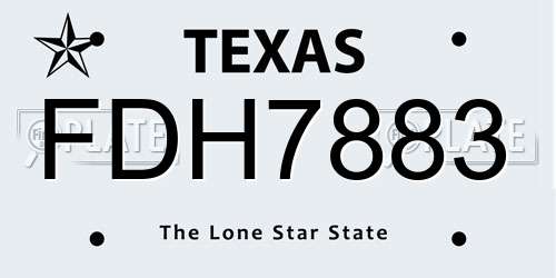 FDH7883 Texas License Plate