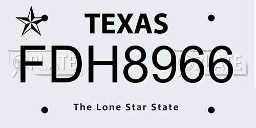 FDH8966 Texas License Plate