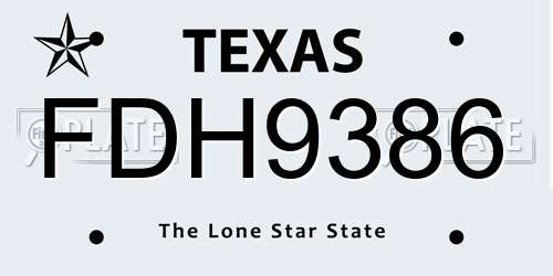 FDH9386 Texas License Plate