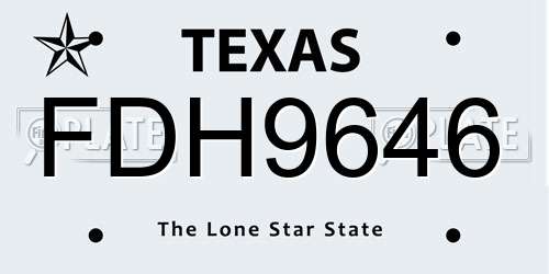 FDH9646 Texas License Plate