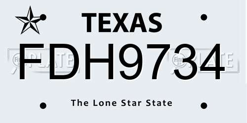 FDH9734 Texas License Plate