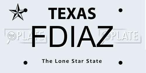 FDIAZ Texas License Plate
