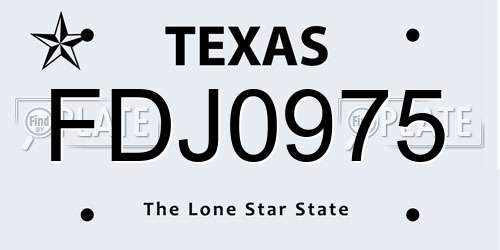FDJ0975 Texas License Plate