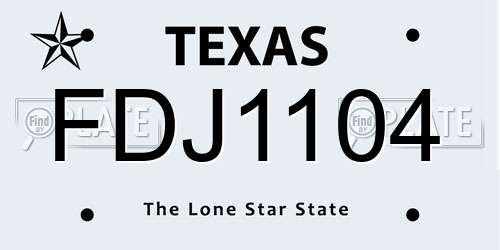 FDJ1104 Texas License Plate